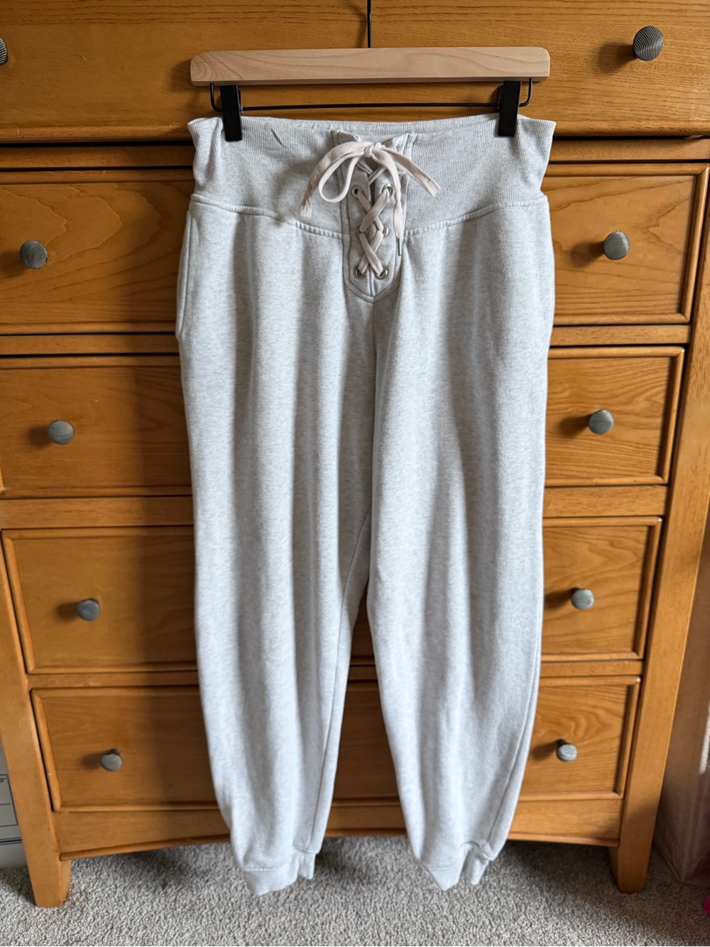 Victoria's Secret Womens Corset Top Lace Up High Rise Joggers Size M Gray Gym